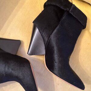 Isabel Marant Black Pony Hair Pointed Toe Ankle Boots